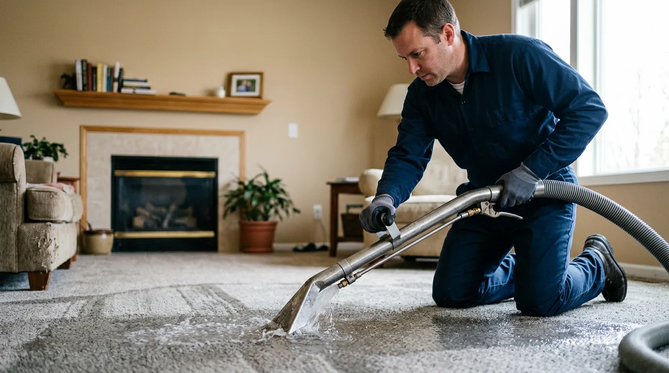 Water damage restoration technician working near Stacy, MN